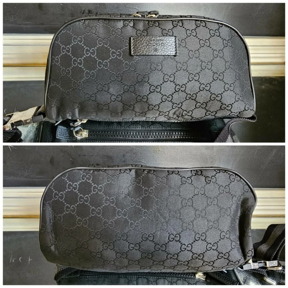 GUCCI Nylon Monogram Fanny Pack Belt Bag Black